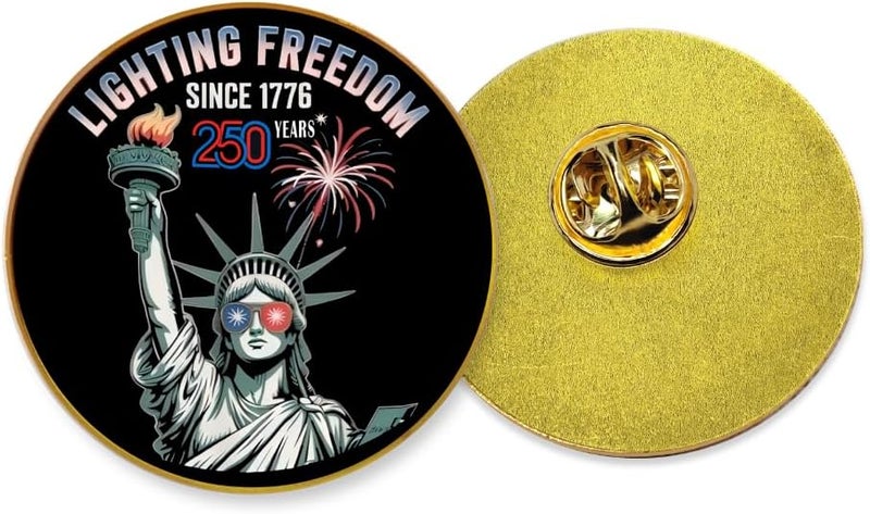 ZENRUIMING 2 Pcs America 250th Birthday Enamel Pins,250 years Anniversary Metal Gold Plated Lapel Pin, 1.4″ USA Patriot Collectible Accessories for Patriot's Day Independence Day - Image 3